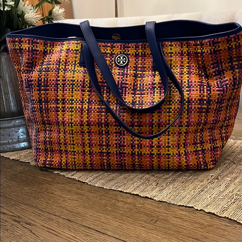 Tory Burch Vibrant Plaid Tote